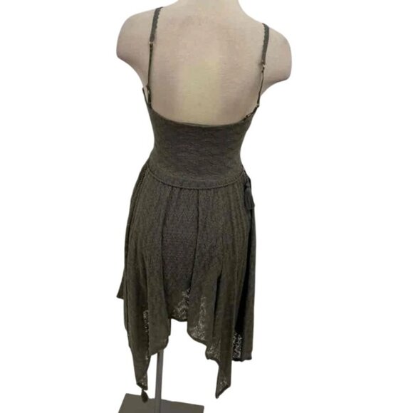 Bebe Olive Lace Overlay Scarf Hem Dress Sweatshirt Strappy NWT $139 Size S - Picture 2 of 13